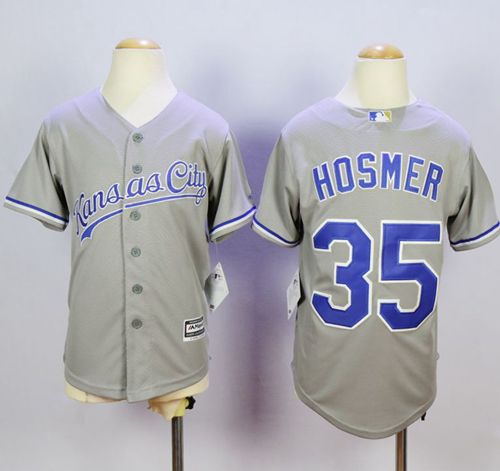 Royals #35 Eric Hosmer Grey Cool Base Stitched Youth MLB Jersey - Click Image to Close